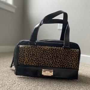 Kate Sapde satchel with leopard and patent trim